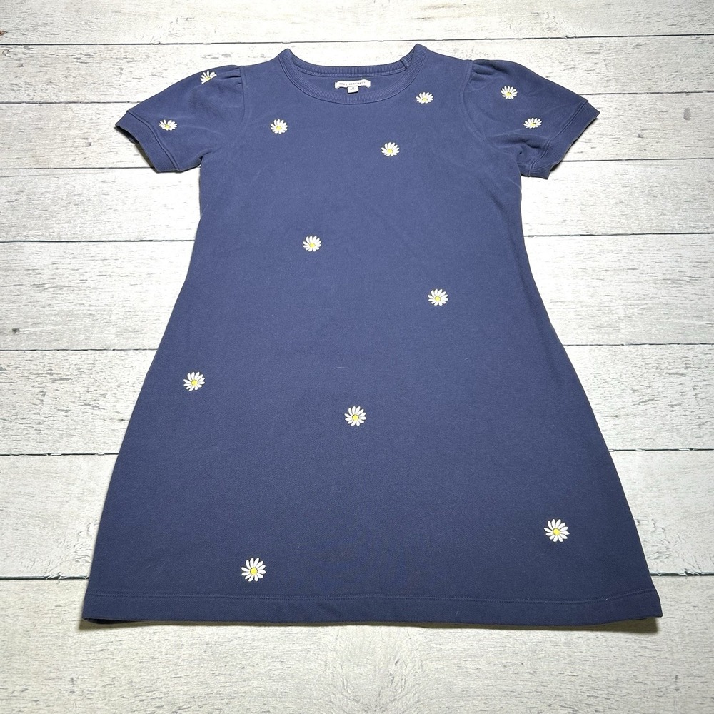 Free Assembly Women’s Blue Knit Floral Embroidered T-Shirt Dress, Size M